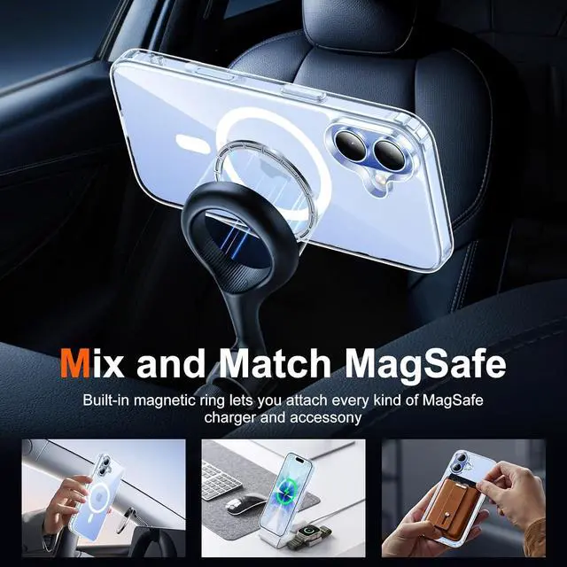 Alt view image 3 of 7 - for iPhone 17 Case Clear with Screen Protector [Compatible with Magsafe][Anti-Yellowing][Military-Grade Protection] Shockproof Slim Magnetic Phone Case Cover Transparent