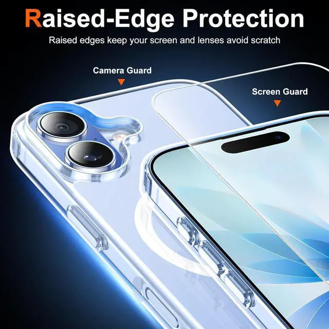Alt view image 4 of 7 - for iPhone 17 Case Clear with Screen Protector [Compatible with Magsafe][Anti-Yellowing][Military-Grade Protection] Shockproof Slim Magnetic Phone Case Cover Transparent