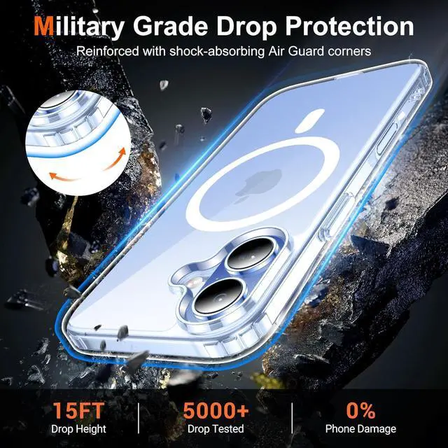 Alt view image 5 of 7 - for iPhone 17 Case Clear with Screen Protector [Compatible with Magsafe][Anti-Yellowing][Military-Grade Protection] Shockproof Slim Magnetic Phone Case Cover Transparent