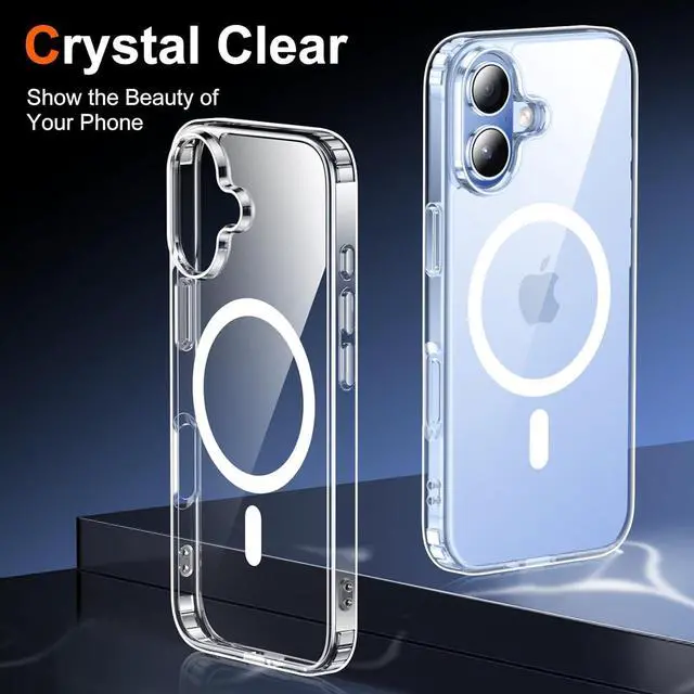 Alt view image 6 of 7 - for iPhone 17 Case Clear with Screen Protector [Compatible with Magsafe][Anti-Yellowing][Military-Grade Protection] Shockproof Slim Magnetic Phone Case Cover Transparent