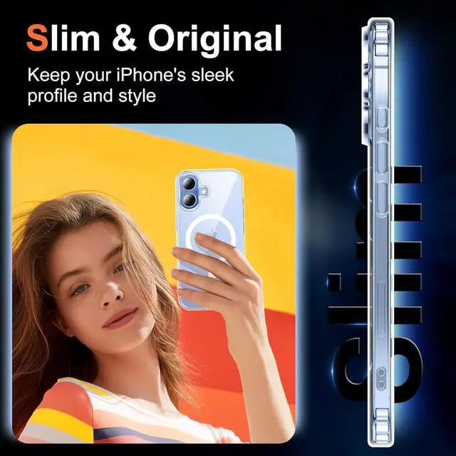 Alt view image 7 of 7 - for iPhone 17 Case Clear with Screen Protector [Compatible with Magsafe][Anti-Yellowing][Military-Grade Protection] Shockproof Slim Magnetic Phone Case Cover Transparent