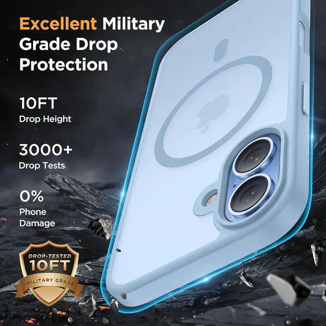 Alt view image 4 of 7 - Magnetic for Phone 17 Case (Compatible with MagSafe) with Screen Protector Military-Grade Protection Anti-Fingerprint Translucent Matte Phone Cover for Phone 17 6.3 inch Light Blue