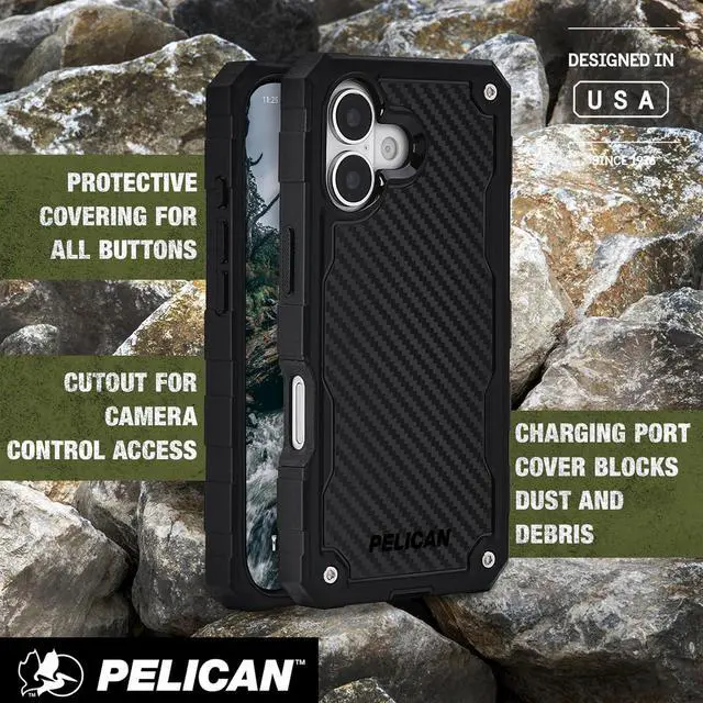 Alt view image 5 of 7 - Shield iPhone 17 Case [Compatible with MagSafe] Rugged Phone Case w/ 24ft Military-Grade Drop Protection - Heavy Duty Phone Cover w/Belt Clip Holster for iPhone 17 - Carbon