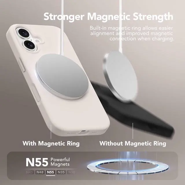 Alt view image 3 of 7 - Magnetic for iPhone 17 Case Compatible with MagSafe [Screen Protector + Camera Lens Protector] Liquid Silicone Anti-Scratch Shockproof Protective Phone Case 6.3 inch Stone