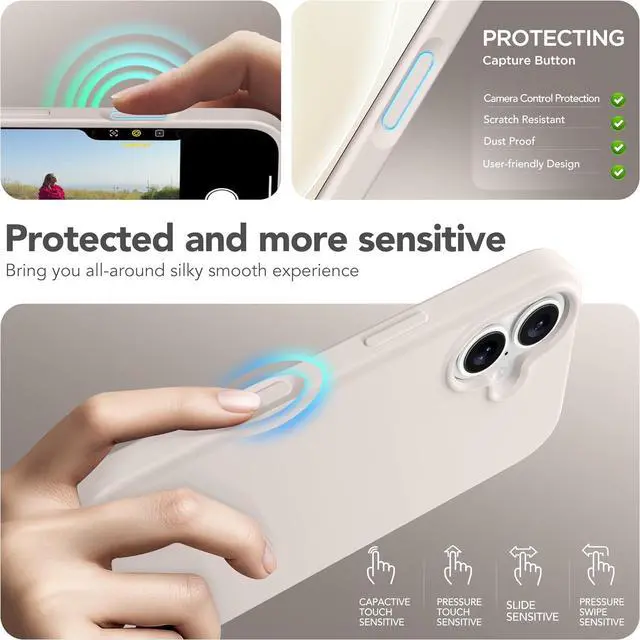 Alt view image 5 of 7 - Magnetic for iPhone 17 Case Compatible with MagSafe [Screen Protector + Camera Lens Protector] Liquid Silicone Anti-Scratch Shockproof Protective Phone Case 6.3 inch Stone
