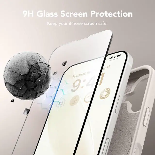 Alt view image 6 of 7 - Magnetic for iPhone 17 Case Compatible with MagSafe [Screen Protector + Camera Lens Protector] Liquid Silicone Anti-Scratch Shockproof Protective Phone Case 6.3 inch Stone