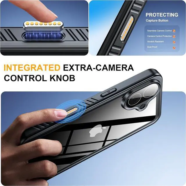 Alt view image 5 of 7 - for iPhone 17 Case IP68 Waterproof Shockproof Case [Built-in Screen Protector] - 12 FT Military Dropproof - Full Body Heavy Duty Rugged Phone Cover 6.3 inches - Black/Clear