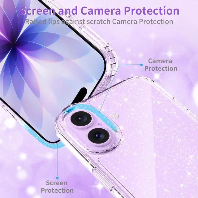 Alt view image 4 of 7 - Compatible with iPhone 17 Case Clear Glitter Sparkle Soft TPU Transparent Shockproof Women Girls Slim Bling Sparkly Bumper Cover Phone Cases for iPhone 17