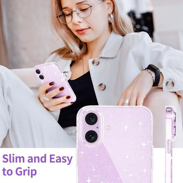 Alt view image 6 of 7 - Compatible with iPhone 17 Case Clear Glitter Sparkle Soft TPU Transparent Shockproof Women Girls Slim Bling Sparkly Bumper Cover Phone Cases for iPhone 17