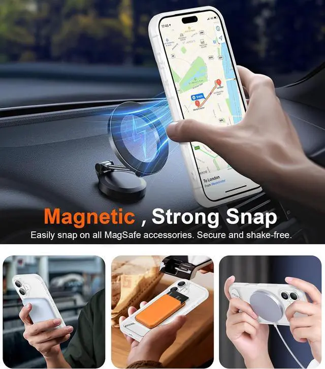 Alt view image 6 of 7 - Designed for iPhone 17 Case [Built-in Invisible Kickstand][Compatible with MagSafe][Military Grade Shockproof] Slim Translucent Matte Phone Case 6.3 inch (Clear Matte)