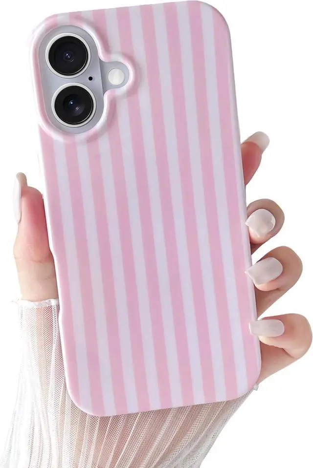 Main image of for iPhone 17 Case Cute Striped Phone Case Soft TPU Slim Shockproof Phone Cover for Women Girls Pink