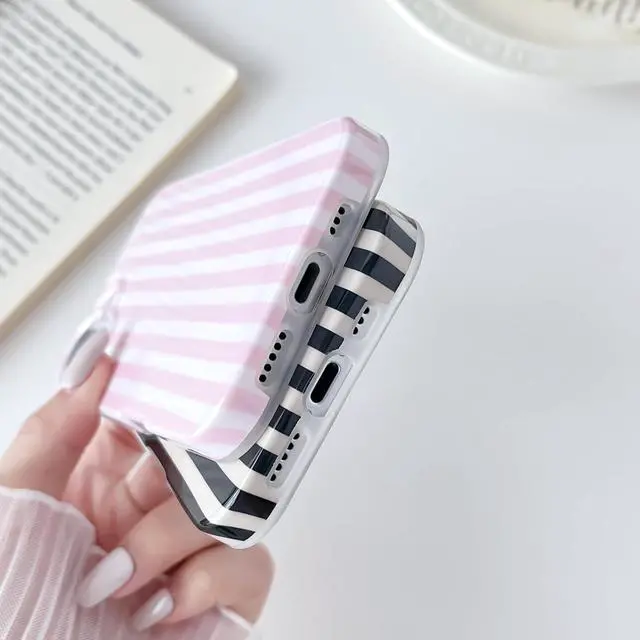 Alt view image 5 of 7 - for iPhone 17 Case Cute Striped Phone Case Soft TPU Slim Shockproof Phone Cover for Women Girls Pink