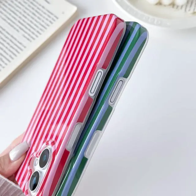 Alt view image 6 of 7 - for iPhone 17 Case Cute Striped Phone Case Soft TPU Slim Shockproof Phone Cover for Women Girls Pink