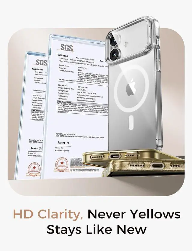 Alt view image 6 of 7 - for iPhone 17 Magnetic Case with Foldable Stand Full Camera Protection Handheld Selfie Never Yellowing Camera Control Button Speaker dust-Proof Drop Protection Clear