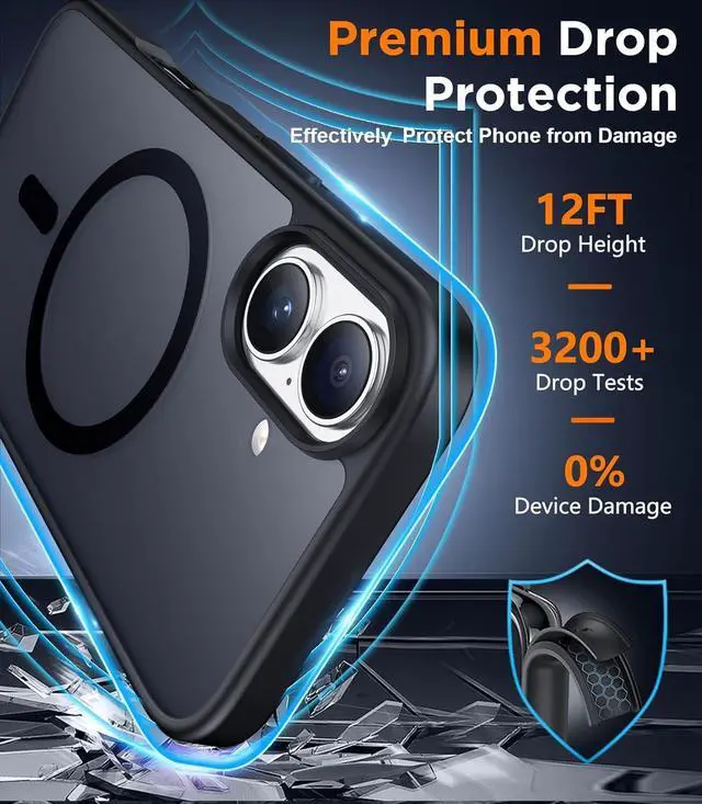 Alt view image 3 of 7 - Designed for iPhone 17 Case Magnetic Translucent with [2PCS Tempered Glass Screen Protector] [Military Grade Drop Protection] Anti-Fingerprint Phone Case for iPhone 17 6.3 Black