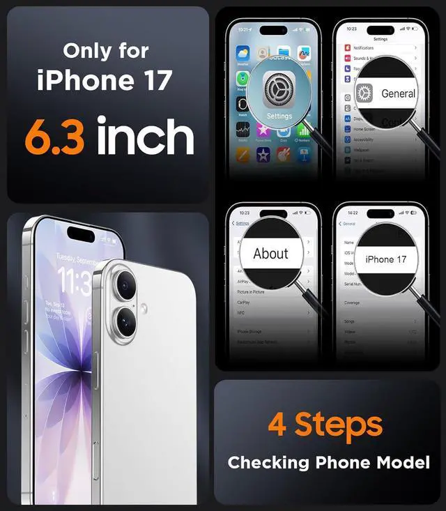 Alt view image 2 of 7 - Designed for iPhone 17 Case Magnetic Translucent with [2PCS Tempered Glass Screen Protector] [Military Grade Drop Protection] Anti-Fingerprint Phone Case for iPhone 17 6.3 Black