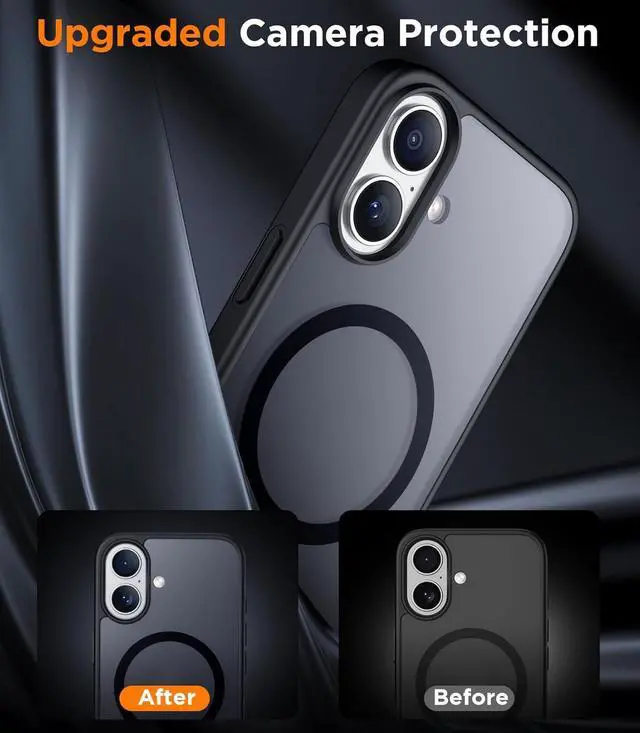 Alt view image 6 of 7 - Designed for iPhone 17 Case Magnetic Translucent with [2PCS Tempered Glass Screen Protector] [Military Grade Drop Protection] Anti-Fingerprint Phone Case for iPhone 17 6.3 Black