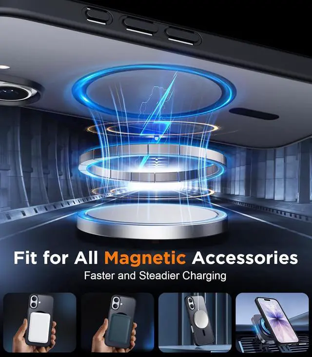 Alt view image 5 of 7 - Designed for iPhone 17 Case Magnetic Translucent with [2PCS Tempered Glass Screen Protector] [Military Grade Drop Protection] Anti-Fingerprint Phone Case for iPhone 17 6.3 Black