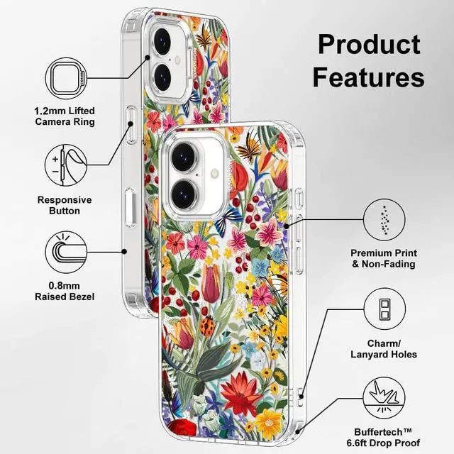 Alt view image 7 of 7 - for iPhone 17 Case | Military Grade 6.6ft Drop Tested | Camera Control | Clear with in The Garden Design