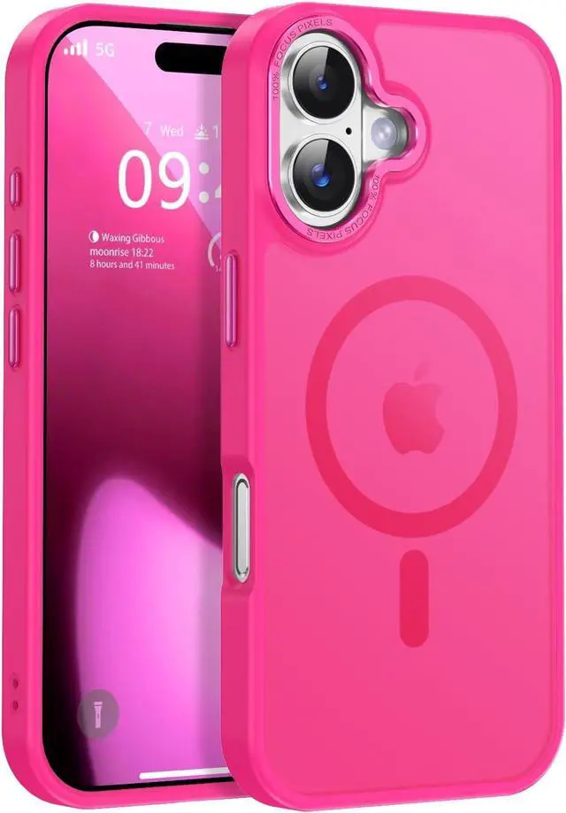 Main image of Magnetic for iPhone 17 Case [Compatible with Magsafe] [Military Grade Drop Protection] Translucent Matte Anti-Scratch Shockproof Protective Phone Cover 6.3 Inch Hot Pink
