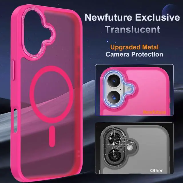 Alt view image 4 of 7 - Magnetic for iPhone 17 Case [Compatible with Magsafe] [Military Grade Drop Protection] Translucent Matte Anti-Scratch Shockproof Protective Phone Cover 6.3 Inch Hot Pink