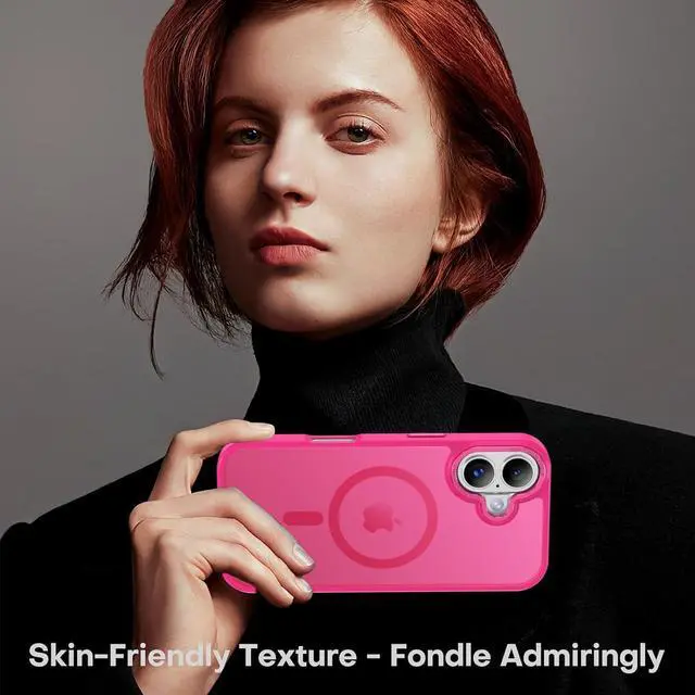 Alt view image 7 of 7 - Magnetic for iPhone 17 Case [Compatible with Magsafe] [Military Grade Drop Protection] Translucent Matte Anti-Scratch Shockproof Protective Phone Cover 6.3 Inch Hot Pink