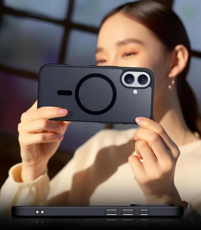 Alt view image 7 of 7 - Designed for iPhone 17 Case Magnetic Translucent with [2PCS Tempered Glass Screen Protector] [Military Grade Drop Protection] Anti-Fingerprint Phone Case for iPhone 17 6.3 Black