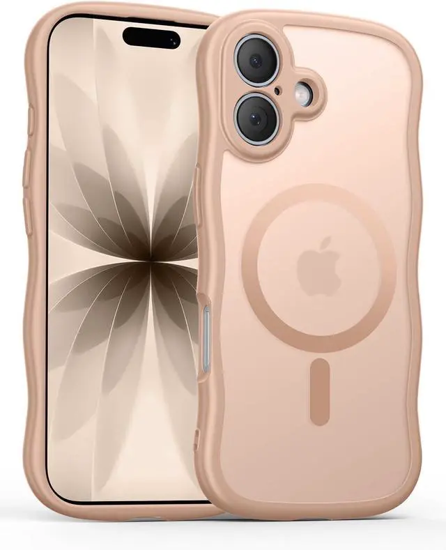 Main image of Magnetic for iPhone 17 Case Compatible with MagSafe Upgraded [Full Camera Protection] Easy Hold Wave Translucent Matte Shockproof Phone Case 6.3 inch Light Brown