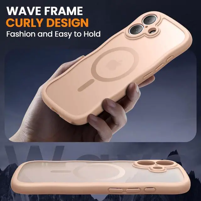 Alt view image 2 of 7 - Magnetic for iPhone 17 Case Compatible with MagSafe Upgraded [Full Camera Protection] Easy Hold Wave Translucent Matte Shockproof Phone Case 6.3 inch Light Brown