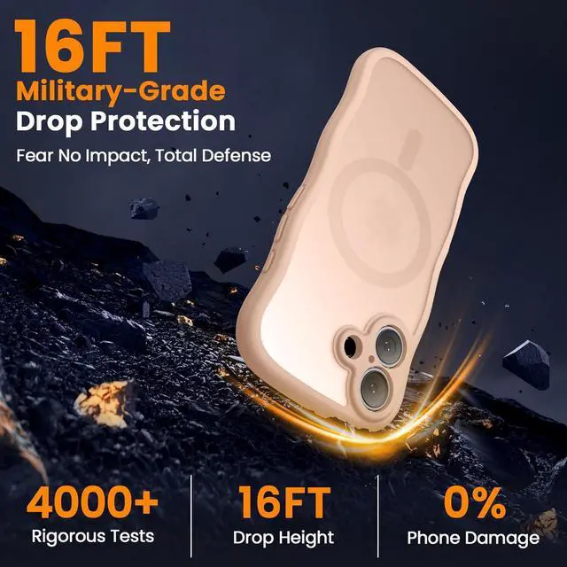 Alt view image 6 of 7 - Magnetic for iPhone 17 Case Compatible with MagSafe Upgraded [Full Camera Protection] Easy Hold Wave Translucent Matte Shockproof Phone Case 6.3 inch Light Brown