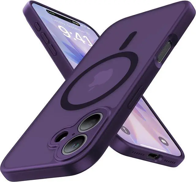 Main image of Magnetic Shockproof for iPhone 17 Case [Full Camera Protection][Compatible with Magsafe][Non-Slip][Mil-Grade Protection] Slim Anti-Yellow Translucent Matte Phone Case for iPhone 17 Deep Purple