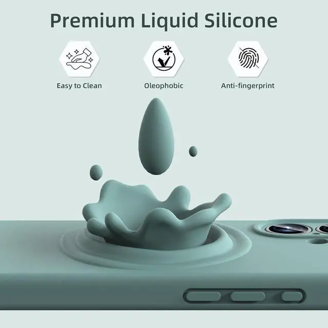 Alt view image 6 of 7 - Magnetic Engraved Case Compatible with iPhone 17 Case Compatible with Magsafe Camera All-Round Protection Slim Liquid Silicone Phone Case for Women Girls Midnight Green Flower