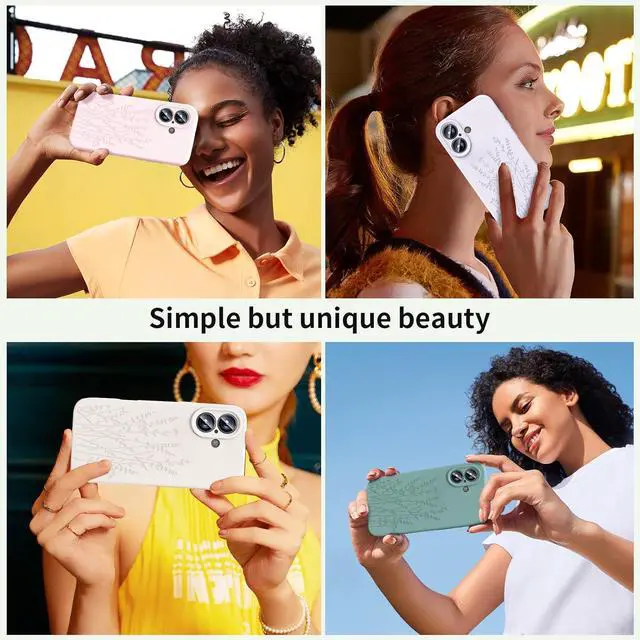 Alt view image 7 of 7 - Magnetic Engraved Case Compatible with iPhone 17 Case Compatible with Magsafe Camera All-Round Protection Slim Liquid Silicone Phone Case for Women Girls Midnight Green Flower