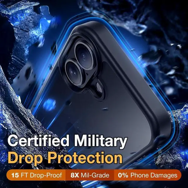 Alt view image 4 of 6 - 3 in 1 for iPhone 17 Case 1X Screen Protector +1X Camera Lens Shockproof for iPhone 17 Phone Case Military Grade Drop Protection Protective Hard Back Slim Translucent Cover Black