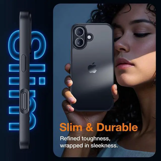 Alt view image 5 of 6 - 3 in 1 for iPhone 17 Case 1X Screen Protector +1X Camera Lens Shockproof for iPhone 17 Phone Case Military Grade Drop Protection Protective Hard Back Slim Translucent Cover Black