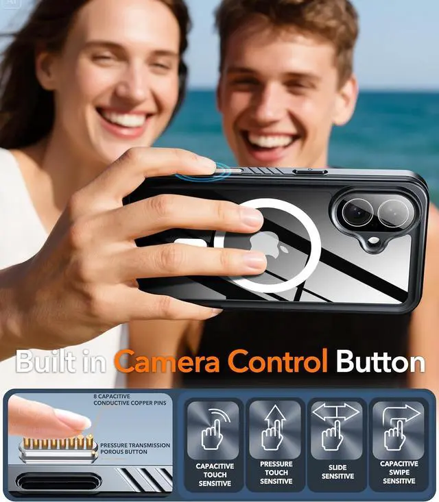 Alt view image 6 of 6 - Waterproof Case for iPhone 17 Case Compatible with MagSafe Full Body Rugged iPhone 17 Phone Case with Built-in HD Screen & Lens Protector [15FT Military] iPhone 17 6.3 2025 Case (Black)