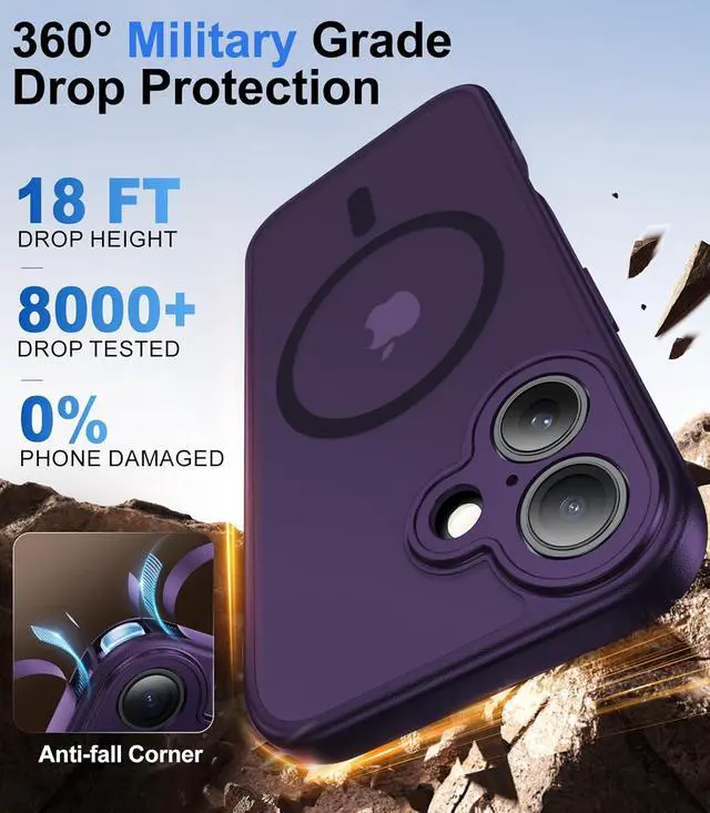 Alt view image 5 of 7 - Magnetic for iPhone 17 Case [Full Camera Protection][Military-Grade Protection][Compatible with MagSafe] Shockproof Protective Slim Phone Case for iPhone 17 Dark Purple