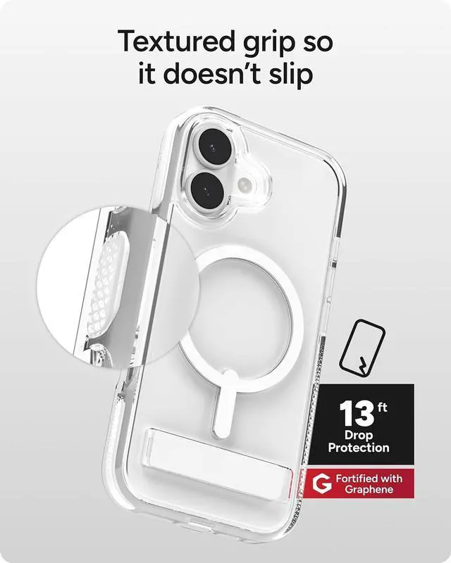 Alt view image 6 of 7 - Santa Cruz Snap Case with Kickstand for iPhone 17 - White Drop Protection (13ft/4m) MagSafe Charging Compatible ClearGuard Anti-Yellowing Technology Scratch Resistant Phone Case