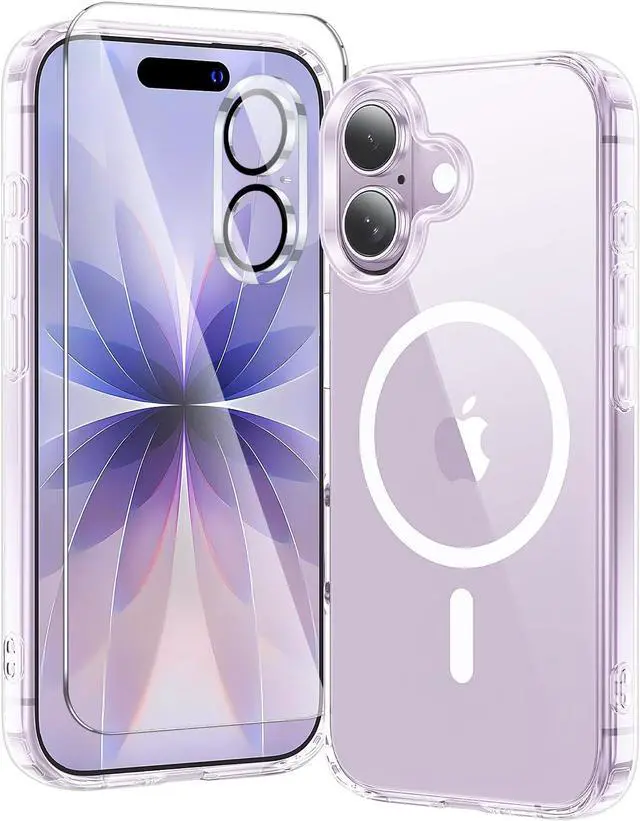 Main image of 3 in 1 for iPhone 17 Case Clear Fits MagSafe Not Yellowing Screen Protector*1 Camera Lens Protector*1 Military-Grade Protection for Phone Cover 6.3 inch