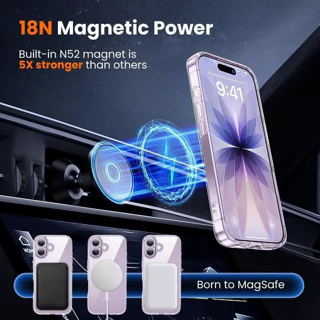 Alt view image 4 of 7 - 3 in 1 for iPhone 17 Case Clear Fits MagSafe Not Yellowing Screen Protector*1 Camera Lens Protector*1 Military-Grade Protection for Phone Cover 6.3 inch