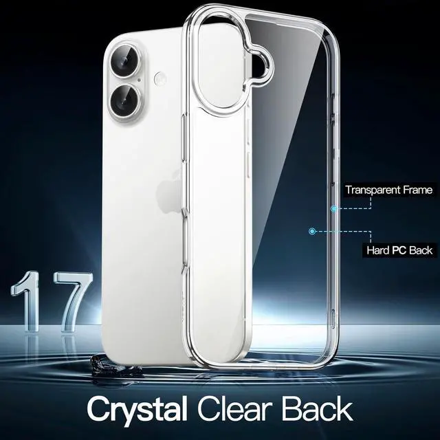 Alt view image 3 of 6 - Case for iPhone 17 6.3-Inch Non-Yellowing Shockproof Phone Bumper Cover Anti-Scratch Clear Back (Clear)