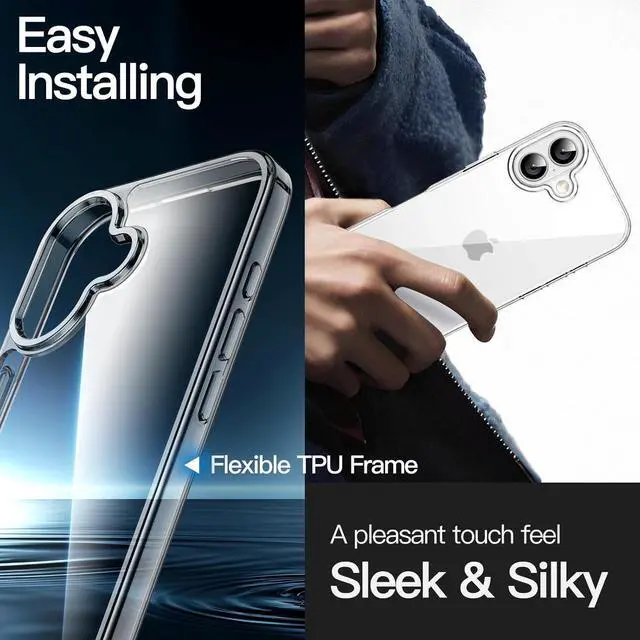 Alt view image 6 of 6 - Case for iPhone 17 6.3-Inch Non-Yellowing Shockproof Phone Bumper Cover Anti-Scratch Clear Back (Clear)