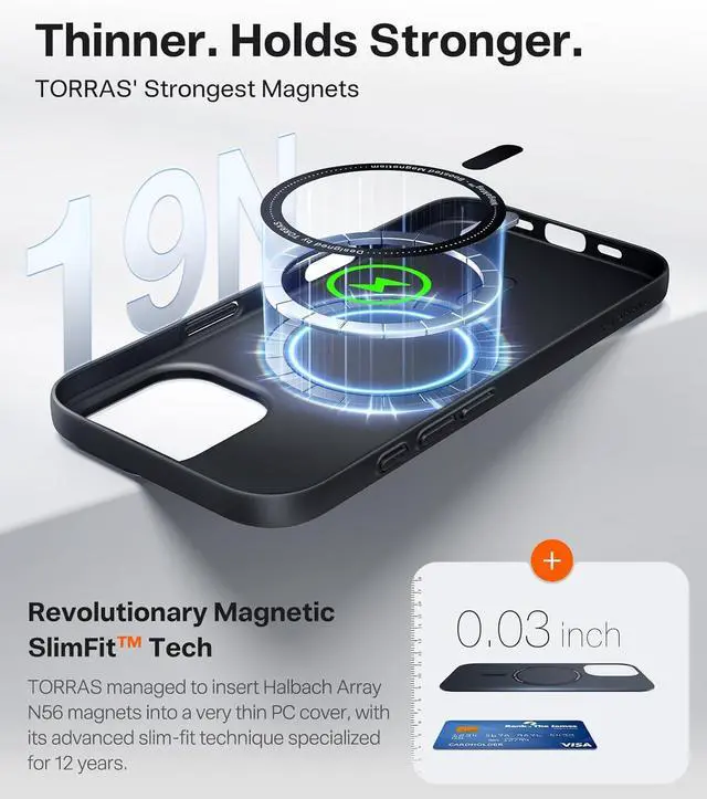 Alt view image 3 of 7 - Magnetic Slim Fit for iPhone 17 Case Ultra-Thin Compatible with MagSafe Stronger Magnetic + Thinner Lightweight Matte Anti-Scratch Hard PC Cover Phone Case for iPhone 17 Black