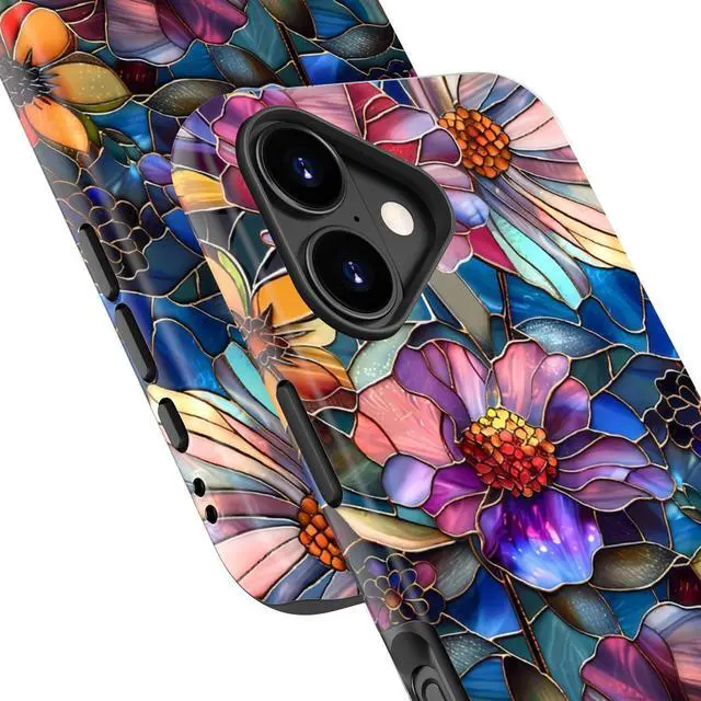 Alt view image 5 of 6 - for iPhone 17 Case Wireless Charging Compatible Dual-Layer Protection with Stylish Wildflower Design Soft Silicone + Hard Shell Cute Chic Phone Cover for Women - Vibrant Defined Blossoms