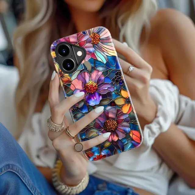Alt view image 6 of 6 - for iPhone 17 Case Wireless Charging Compatible Dual-Layer Protection with Stylish Wildflower Design Soft Silicone + Hard Shell Cute Chic Phone Cover for Women - Vibrant Defined Blossoms