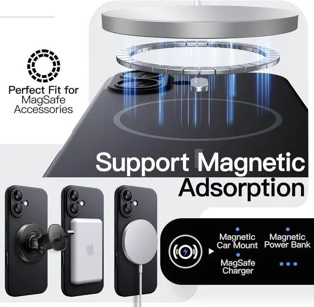 Alt view image 4 of 7 - Magnetic Slim Case for iPhone 17 6.3-Inch Compatible with MagSafe Ultra-Thin Lightweight Minimalist Phone Cover with Matte Finish and Full Camera Lens Protection (Black)