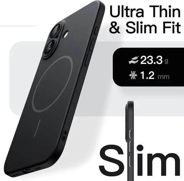 Alt view image 3 of 7 - Magnetic Slim Case for iPhone 17 6.3-Inch Compatible with MagSafe Ultra-Thin Lightweight Minimalist Phone Cover with Matte Finish and Full Camera Lens Protection (Black)