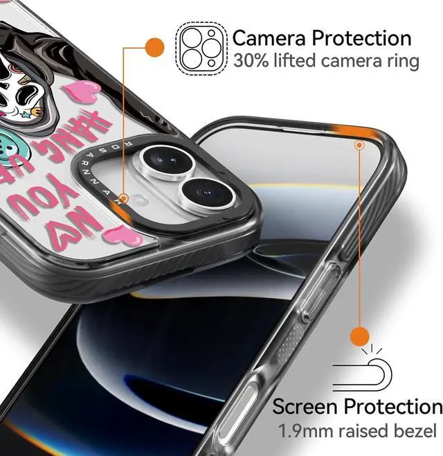 Alt view image 4 of 7 - for iPhone 17 Case Cute - Durable Shockproof 6.6 ft Drop Impact Phone Case - Funny Skeleton Halloween Horror Design (6.3) Black