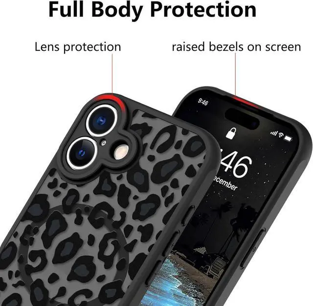 Alt view image 3 of 6 - Case Compatible with iPhone 17 Leopard Printed Pattern [Compatible with Magsafe] Cute Cheetah Protective Magnetic Case for Girls Women Men 6.3