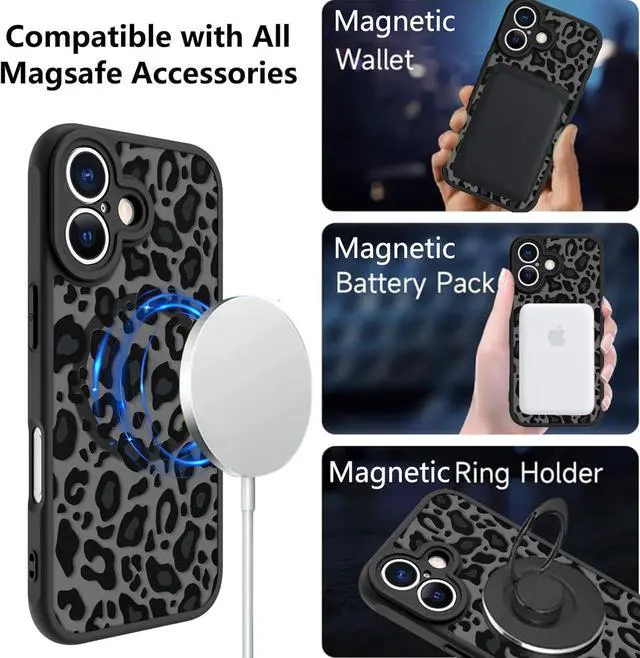 Alt view image 2 of 6 - Case Compatible with iPhone 17 Leopard Printed Pattern [Compatible with Magsafe] Cute Cheetah Protective Magnetic Case for Girls Women Men 6.3